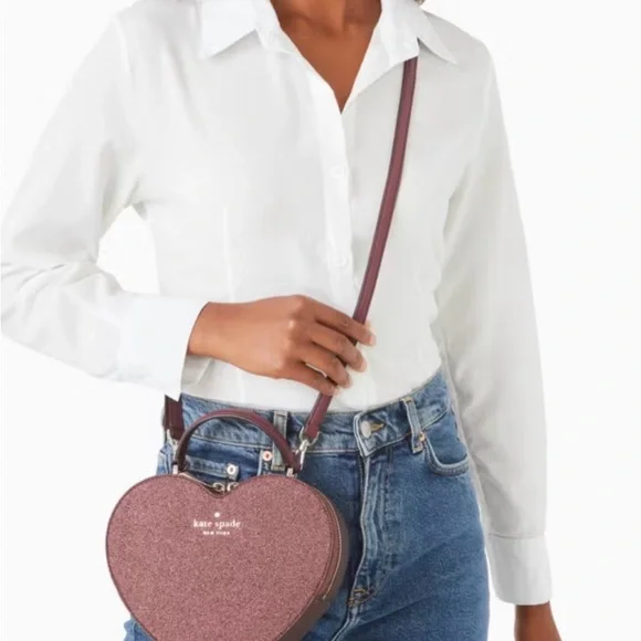 Kate Spade Glittery Plum Heart Crossbody Bag - Picture 4 of 4